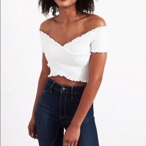 Hollister Black Smoked Off-The Shoulder Crop Top